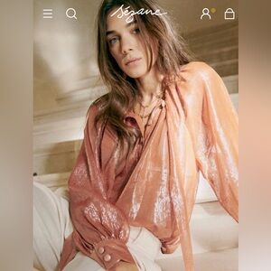 Sézane Zelda Shimmering Peach Blouse